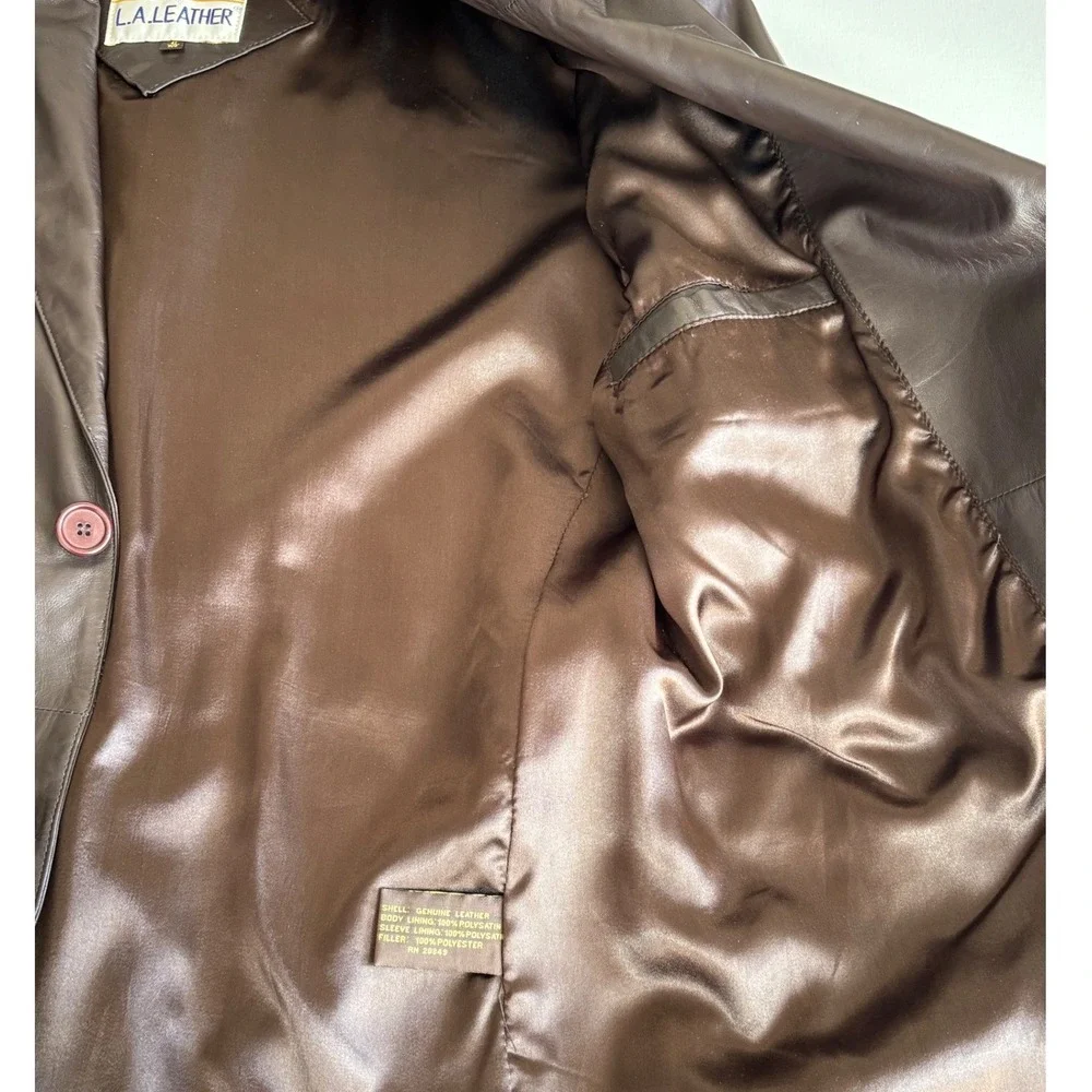 California LA Leather Jacket Brown 2-Button Vintage 80's‎ Size 42 R Mobwife